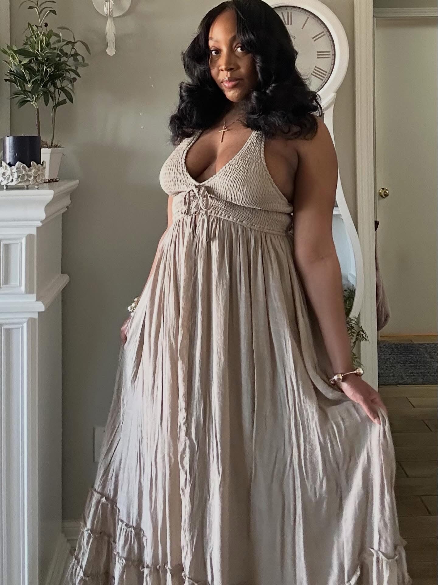 Raven Maxi Dress (Taupe)