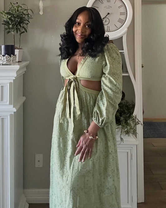 Nicole Midi Dress (Green) (Medium Only)