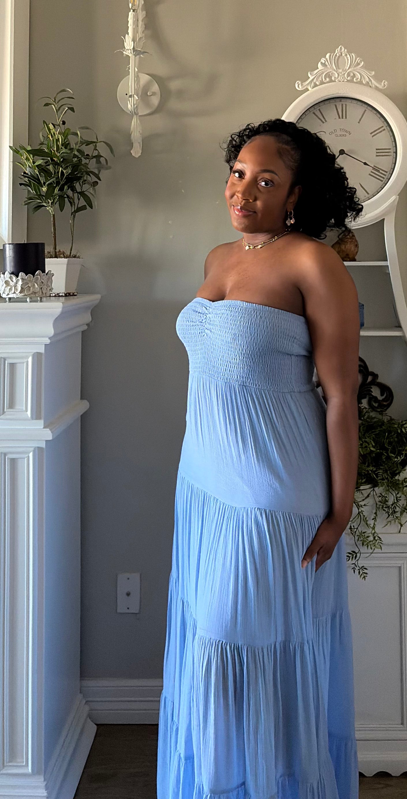 Sky Smocked Dress (Blue)