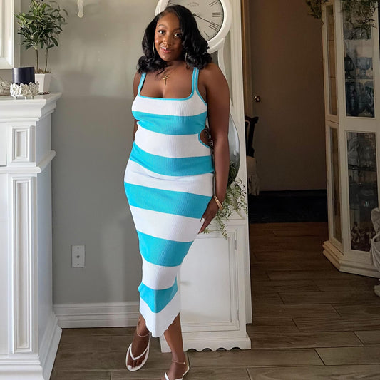 Blue Dreams Dress (Blue/White)  (Large Only)