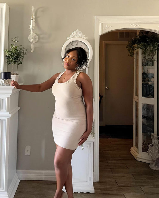 Rockstar Mini Dress (Beige)