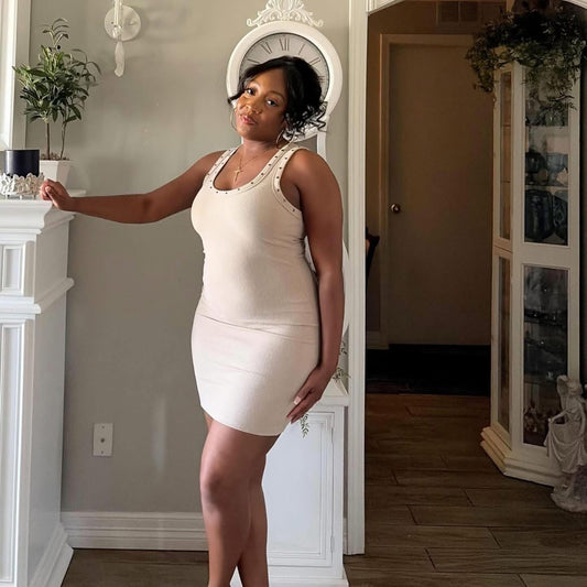 Rockstar Mini Dress (Beige)