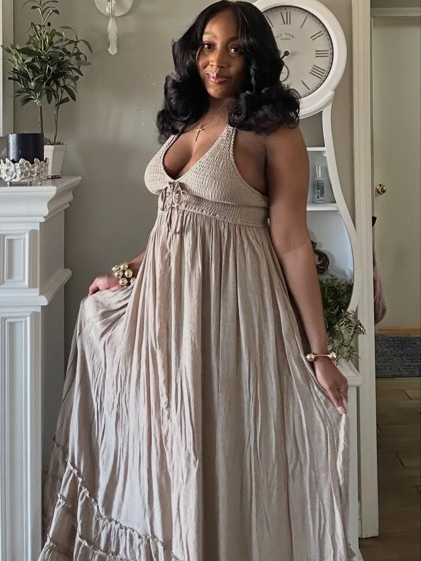 Raven Maxi Dress (Taupe)