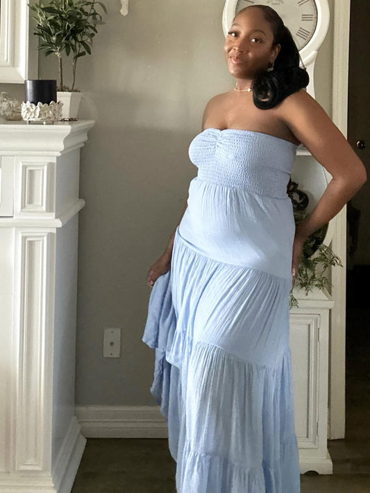 Sky Smocked Dress (Blue)